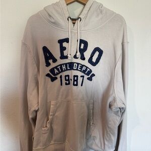 Aeropostale Cream and Blue Hoodie Sweater